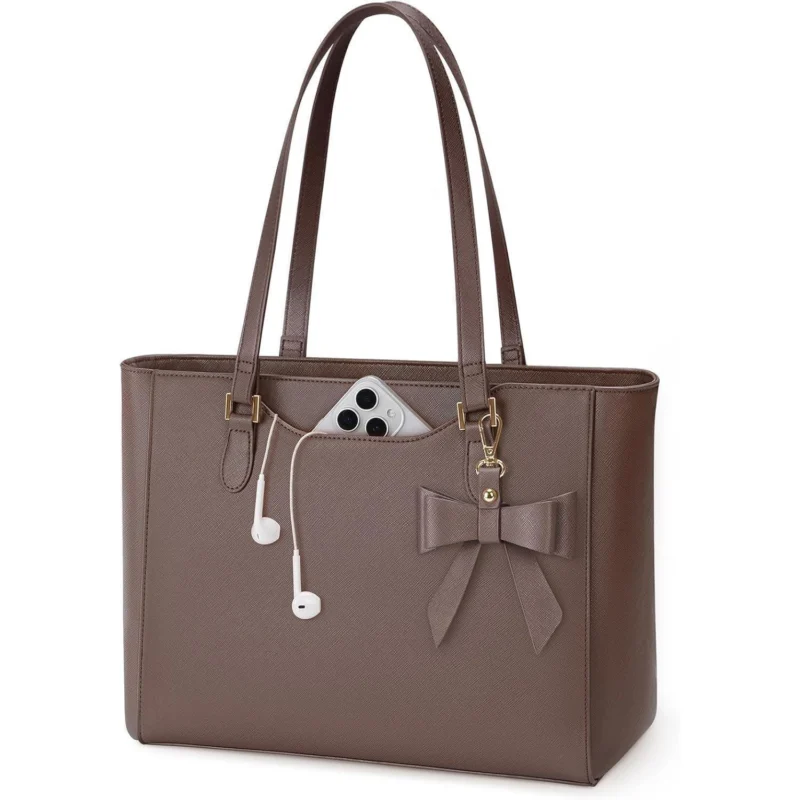 Große Handtasche mit Schmetterlingsschleife – Wasserdichte Shopper & Arbeitstasche in Lederoptik