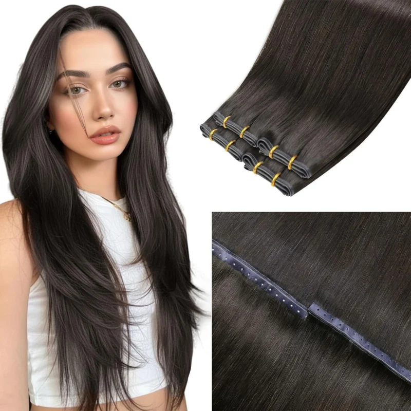Echthaar Tressen Braun – Butterfly Weft, 45cm, 50g #2