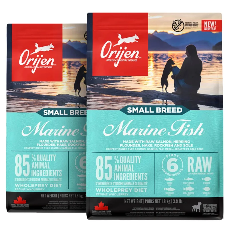 2 x 4,5 kg. Orijen Adult Small Breed Hundefutter mit Fisch