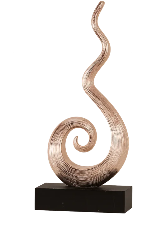 Skulptur Aurelia Dekofigur Spirale kupferfarben mit Holzsockel 35cm