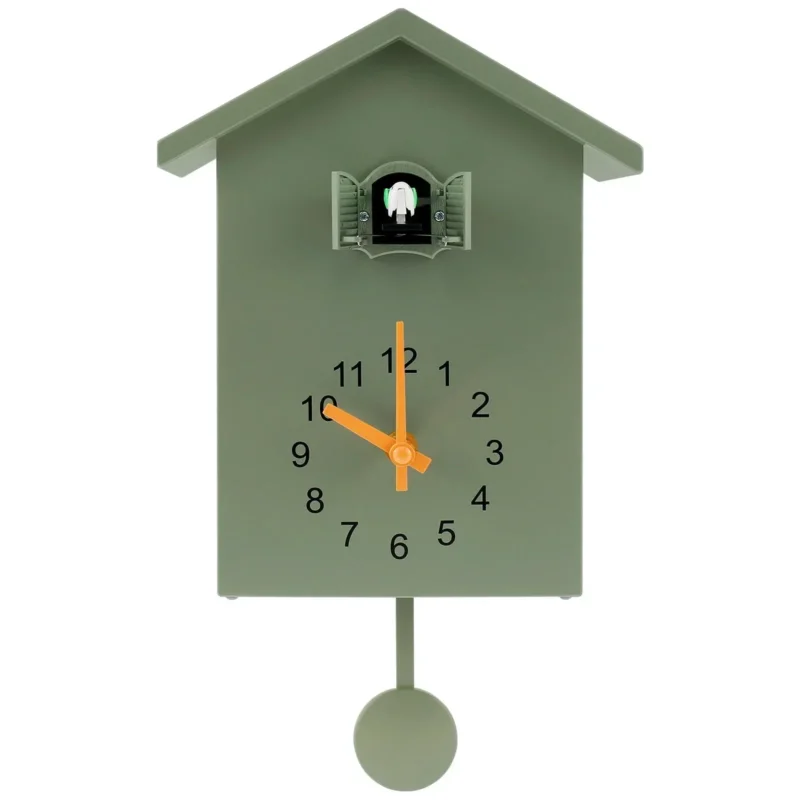 Kuckucksuhr mit Pendel, zierliche Kuckucksuhr mit Vogelmotiv, batteriebetrieben, Wanduhr für die Wohnzimmerdekoration