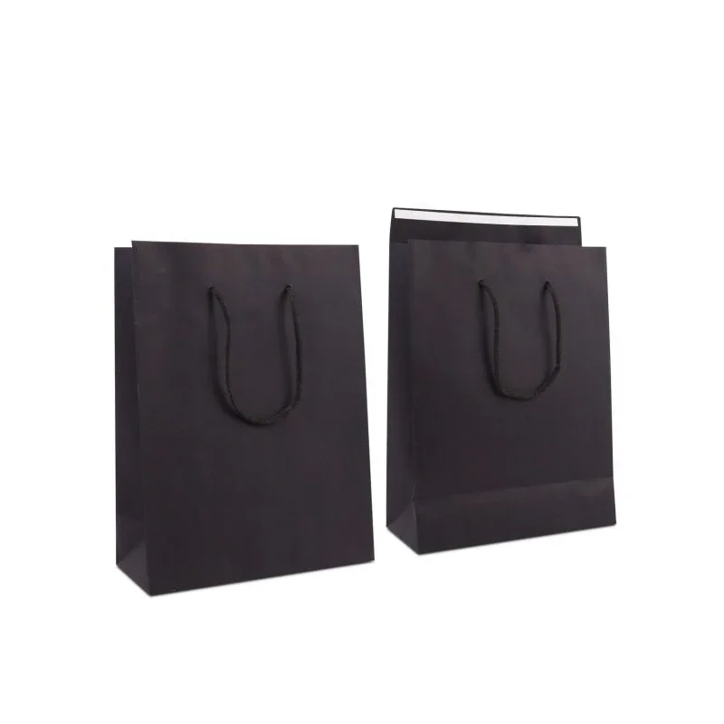 Luxury Carrier Bags with a flap 26+12x35cm Black