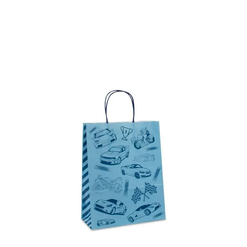 Papiertragetaschen mit gedrehte Griffe - Race 22+10x28 cm Blau (250 Stück) [FP-DPT092]