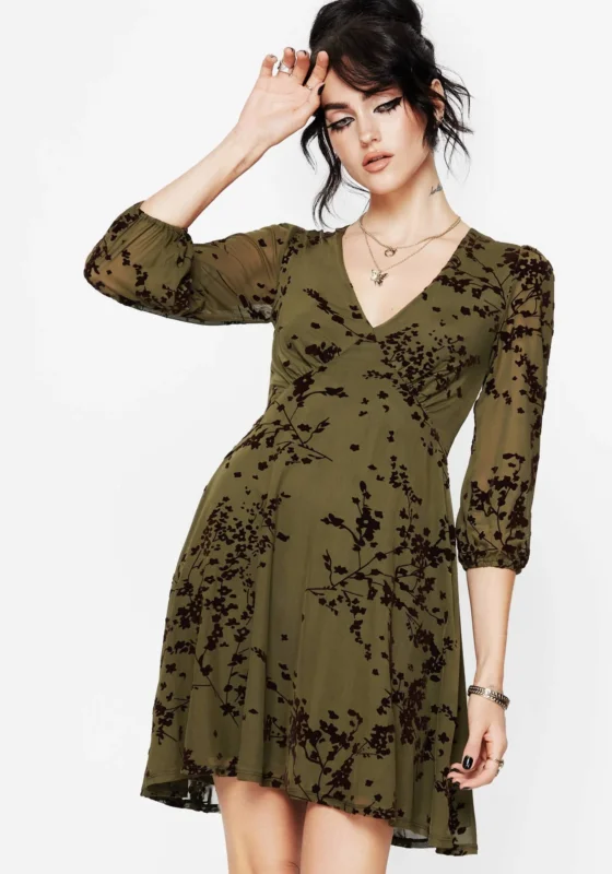 Jael Beflockt Ausgebrannt Rüsche Mini Kleid