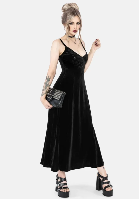 Opia Cami Perlenbesetzt Bestickt Velours Midaxi Kleid