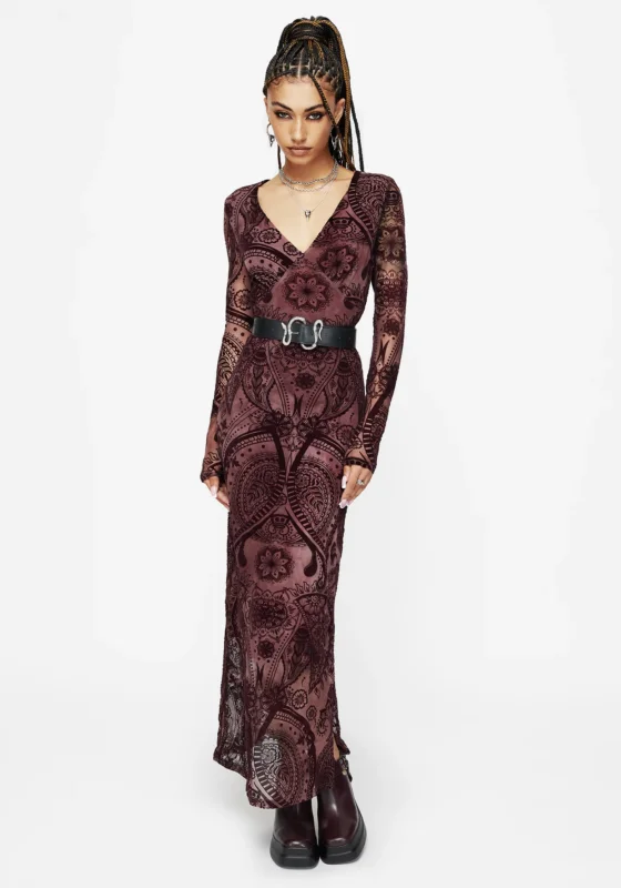 Loveday Paisley Bedruckt Lang Ärmel Midi Kleid