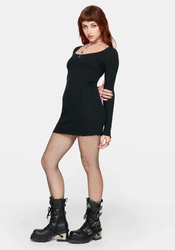 Lucera Pointelle Langarm Minikleid