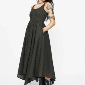 Blythe Baumwolle Taschentuch Saum Midaxi Kleid - Dunkel Grün