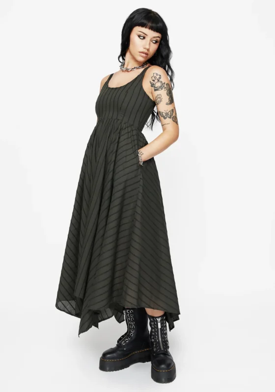 Blythe Baumwolle Taschentuch Saum Midaxi Kleid - Dunkel Grün