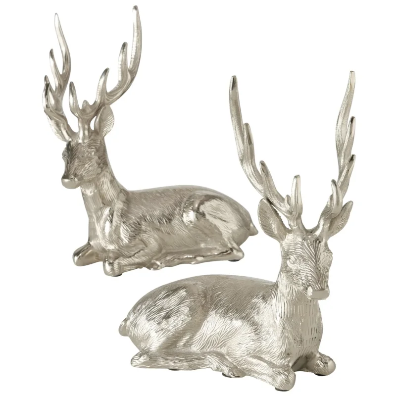 Jokko Hirschfiguren 2er Set Silber Weihnachtsdeko