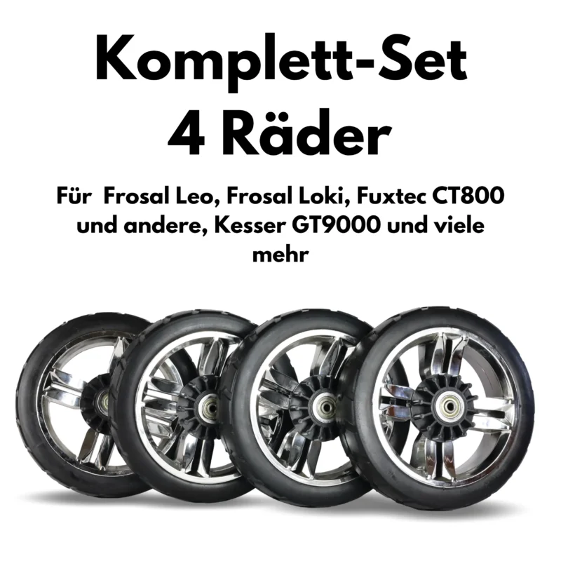 FROSAL Ersatzräder 4er Set für Bollerwage Leo & Loki, passend für Modelle von FUXTEC & Kesser | pannensicher, 19cm
