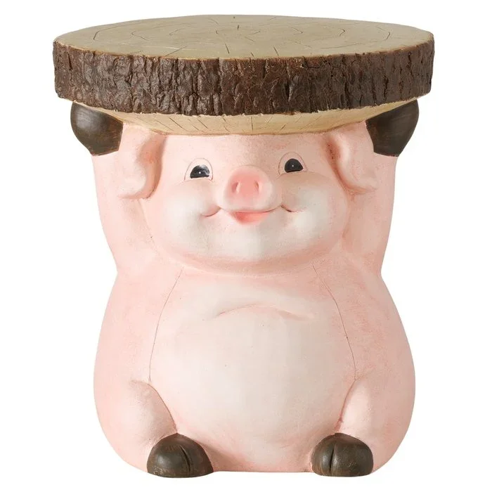 Tisch Piggy – Handgemalter Beistelltisch in Schweinform aus Keramik