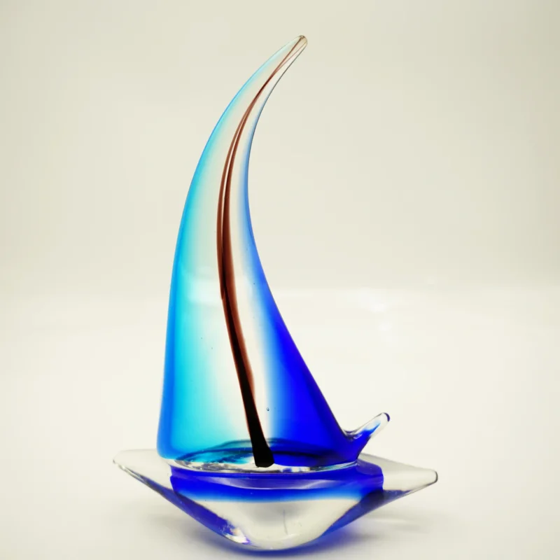 Glasfigur Schif Höhe ca. 31cm Blau/Hellblau Handarbeit