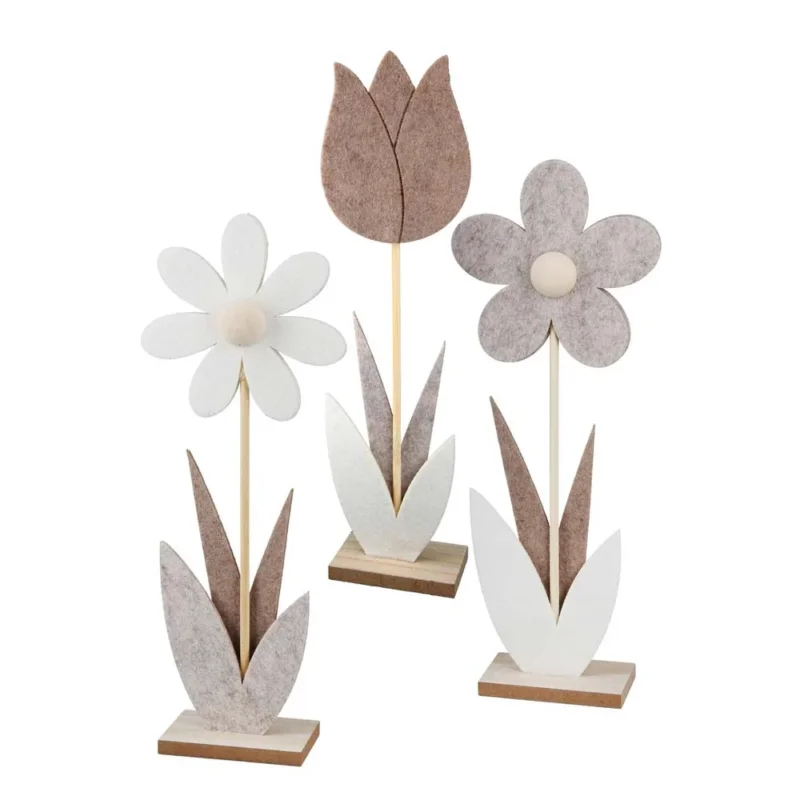 Gilde - Standrelief Blume – Deko aus Filz & Holz