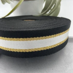 0,5 m Gurtband gestreift 4 cm Glitzer/Gold