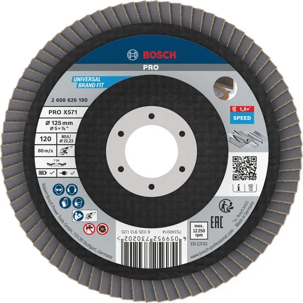 Produktbild von Fächerschleifscheibe 125 mm K120 PRO X571 gewinkelt T29