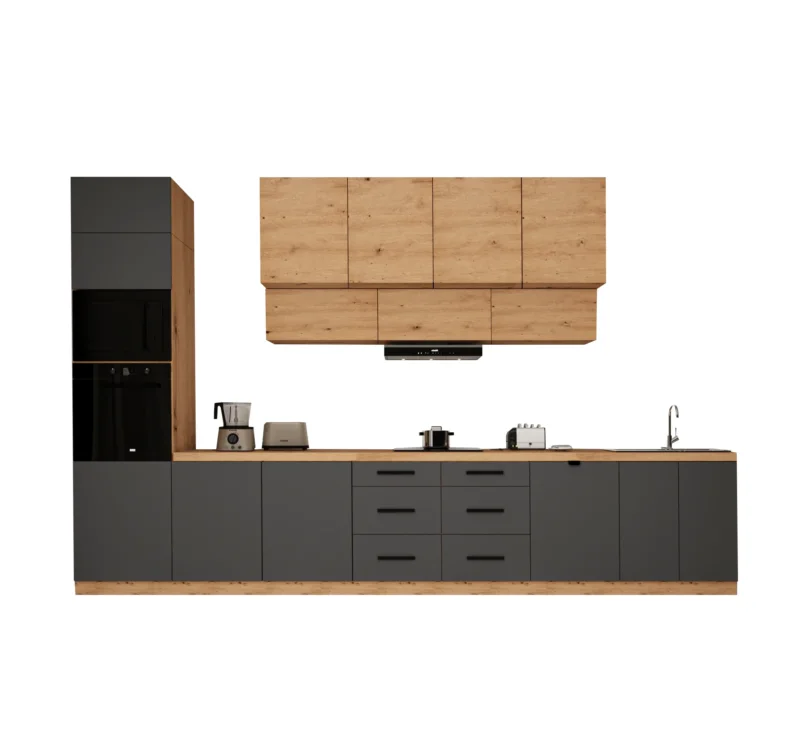 Küchenzeile - Langen KL8-M440 - Grau/Artisan Eiche