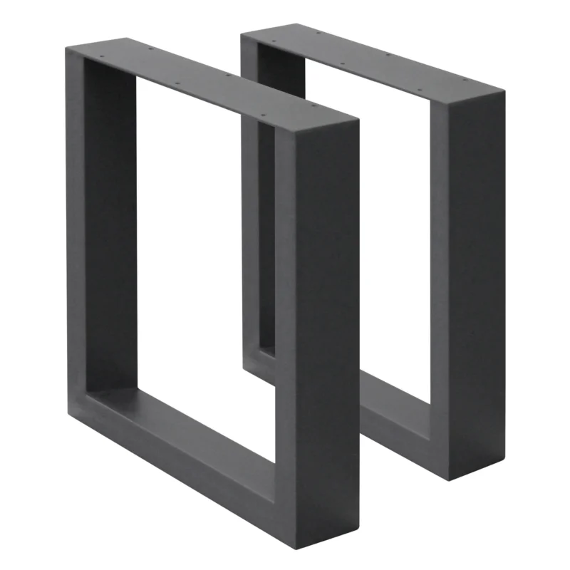 Zwei schwarze Metallrahmen in rechteckiger Form, nebeneinander stehend.