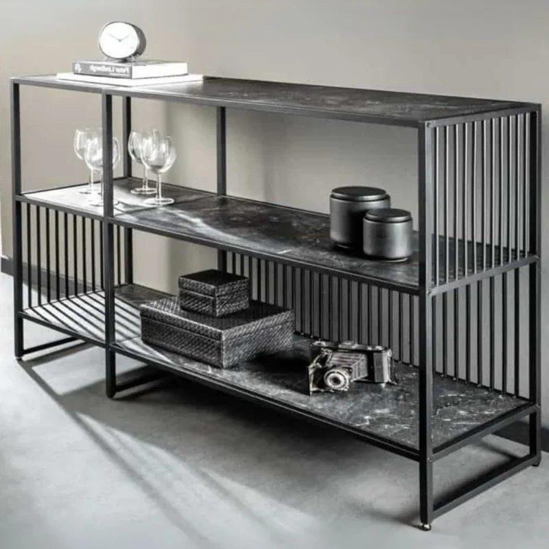 Modernes Regal STRIVE 120cm Marmor-Look Bücherregal Konsole Metall