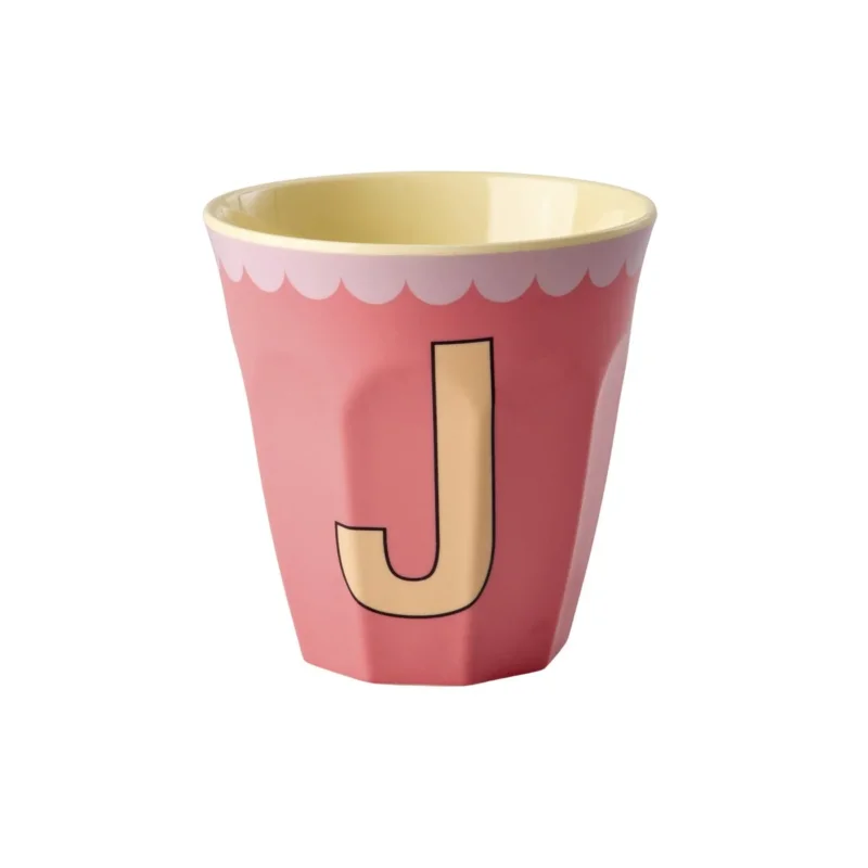 Melamin Becher "Vintage - Buchstabe J"- M (Salmon)