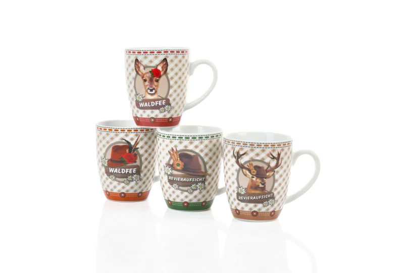12er Set Kaffeebecher bauchig 0,36L, 4 Dekore-WEIDMANN