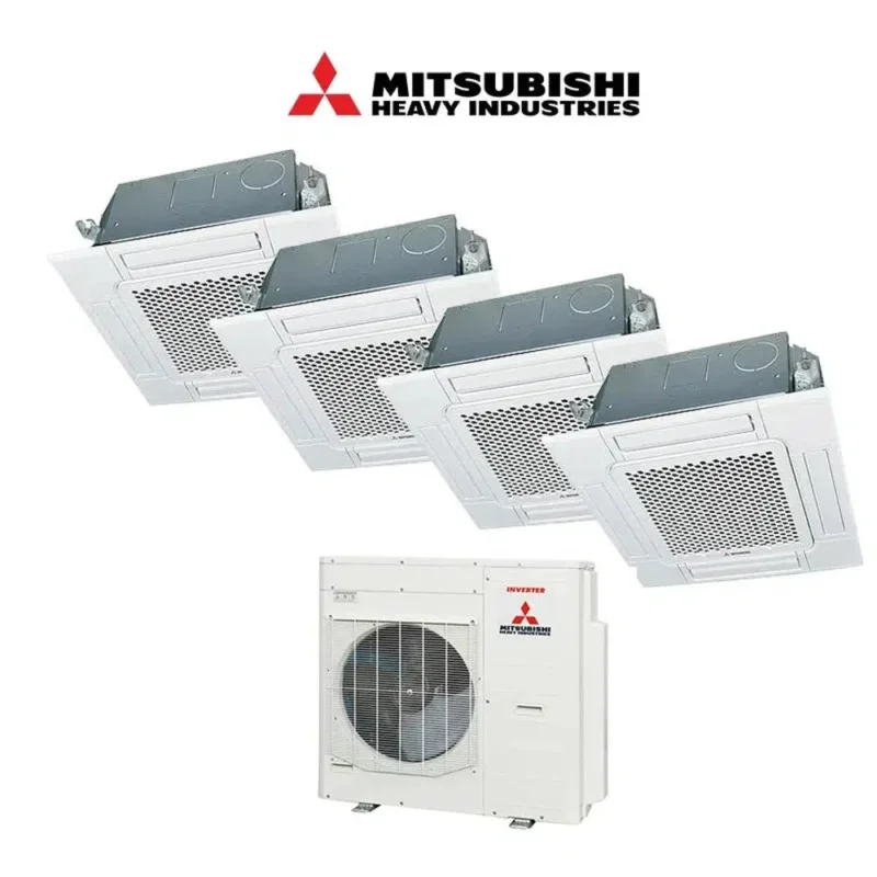 Mitsubishi Heavy - Set 4x 4-Wege-Deckenkasetten Euroraster 2,5/3,5 kW - 2x FDTC35VH + 2x FDTC25VH + Außengerät SCM100ZM-S