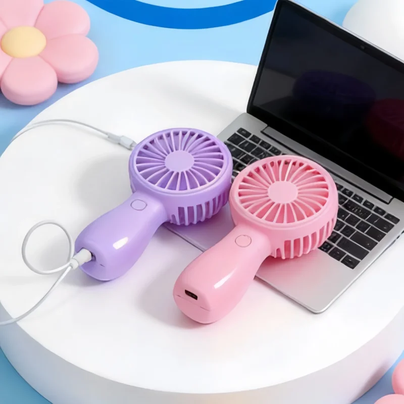 Damen Tragbarer Mini Handventilator mit wiederaufladbarem USB-Anschluss Karnz