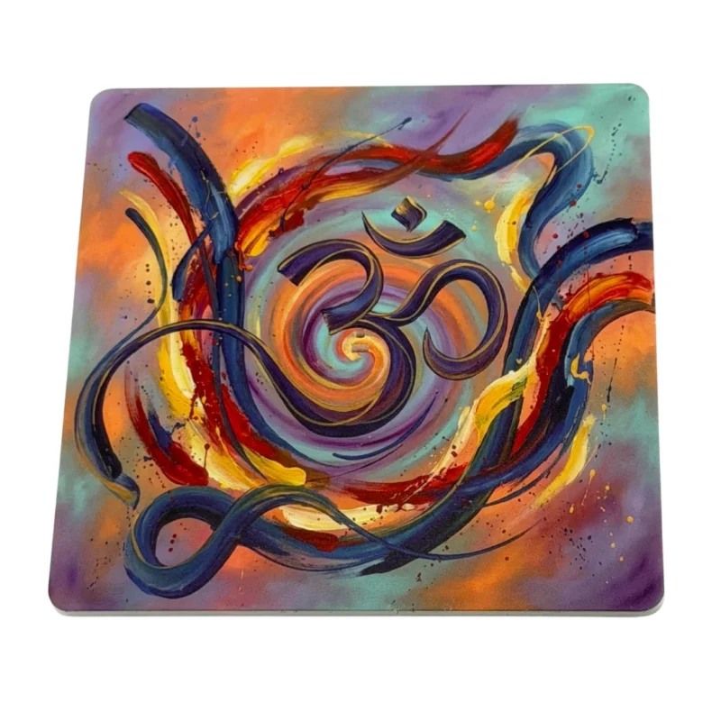 OM – Motiv 6 | Abstrakter Räucherstäbchenhalter aus Acryl - 10 × 10 cm