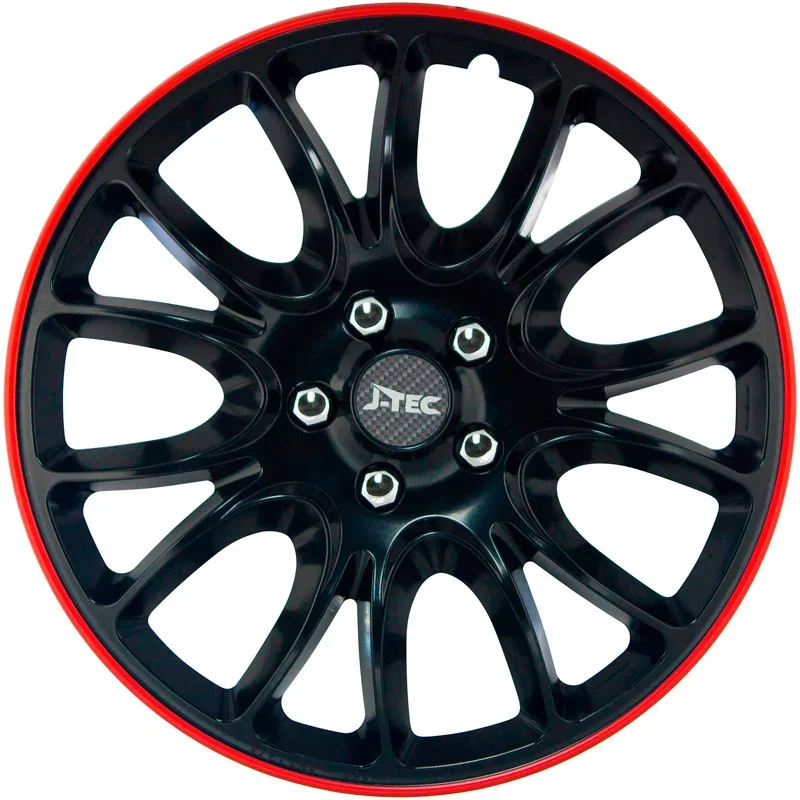 J-Tec, Satz Radzierblenden Hero GTR 16-Zoll Schwarz/Rot unrandet, ABS, Rot, Schwarz