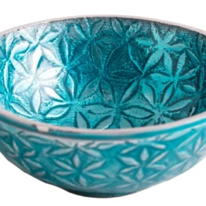 Räucherschale Blume des Lebens – Türkis – Aluminium – Ø 12 cm