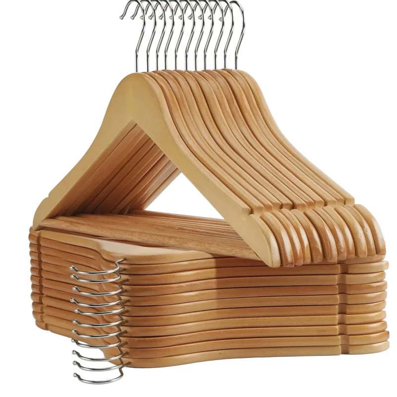 Robuster Massivholz Kleiderbügel – Platzsparender Bügel für Mäntel, Jacken und Kleider Kaufschwan®