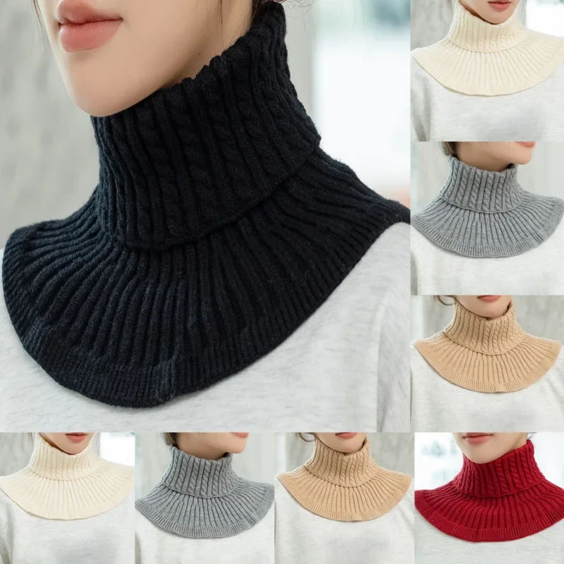 Gestrickter Dicker Nackenschal für Damen – Abnehmbarer Schlichter Rollkragen | Warmer Hals- & Kinnschutz für Herbst & Winter Outdoor Kaufschwan®