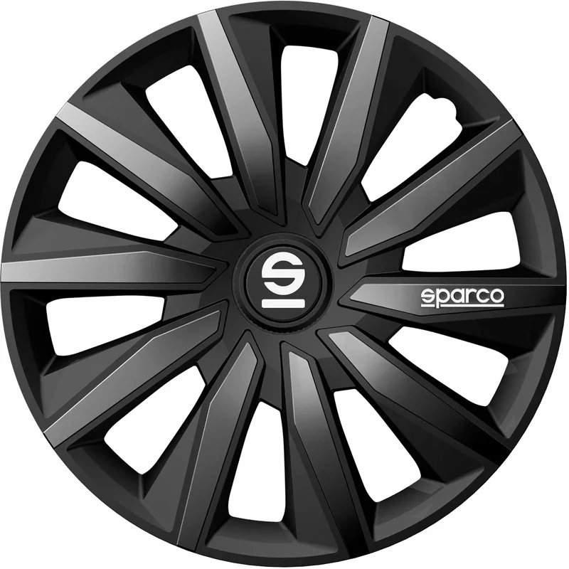Sparco, Radzierblenden Milano - 14-Zoll - Schwarz/Grau - Satz mit 4 Stück, ABS, Grau, Schwarz