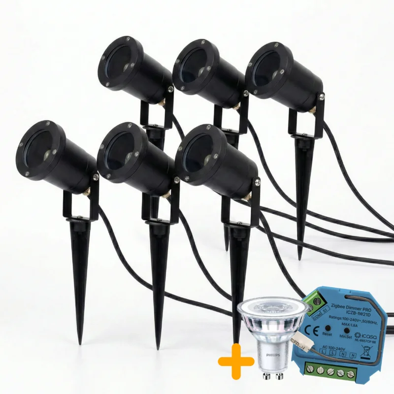 6 Stück | SMART Spike Spots / Gartenspot GU10 | Komplettset | Inkl. 3x PHILIPS Spots | HUE-kompatibel