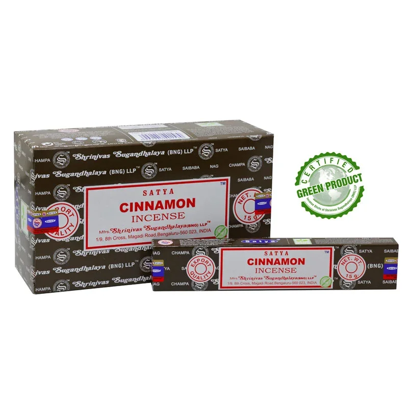 Satya - Cinnamon (Zimt) – Räucherstäbchen – 15 g Schachtel (ca. 12–15 Stäbchen)