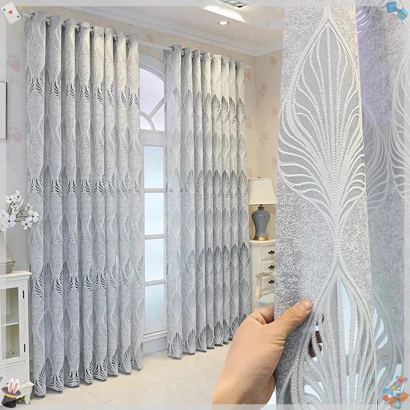 Nordic Weißer Transparenter Vorhang mit Hohlen Blättern für Schlafzimmer Wohnzimmer Kaufschwan®