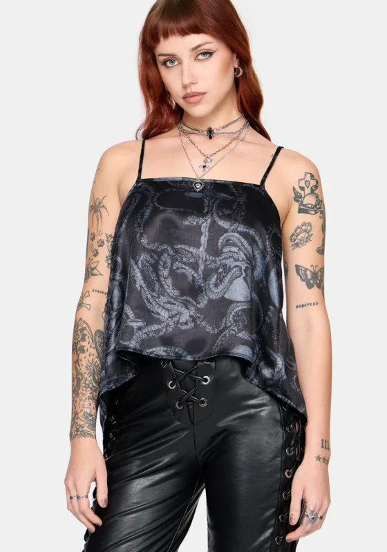 Ophion Print Backless Hanky Saum Camisole