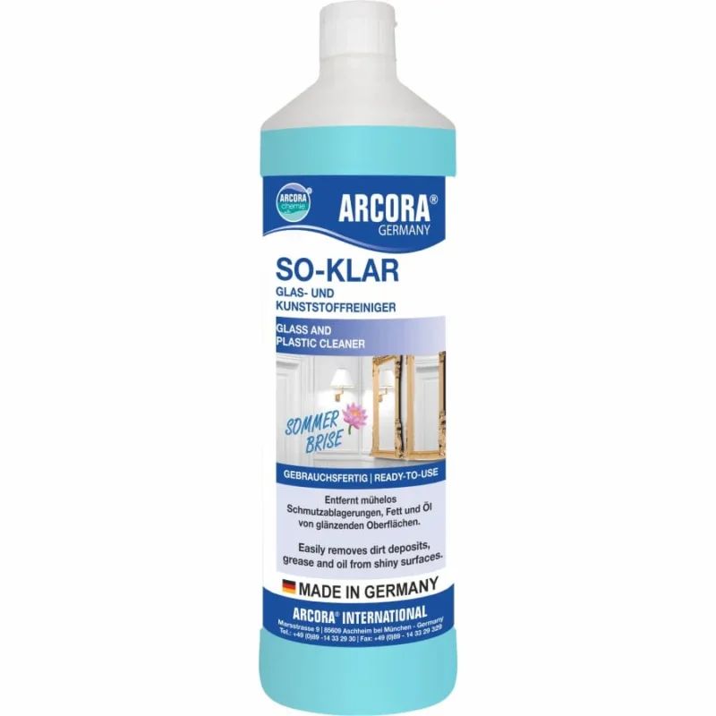 ARCORA SO-KLAR Glas- und Kunststoffreiniger 1 Liter Flasche