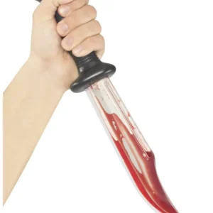 Couteau sanglant pour adulte noir et rouge avec faux sang