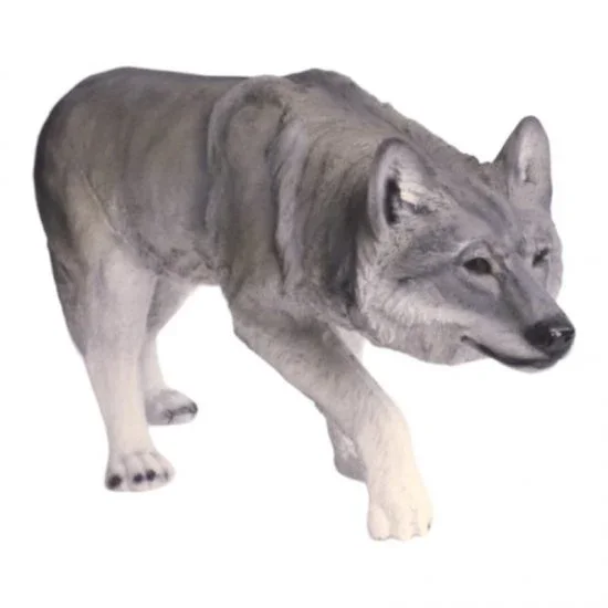 Wolf Figur schleichend aus Kunststein – naturgetreue Tierfigur für Garten und Wohnraum, 64 cm