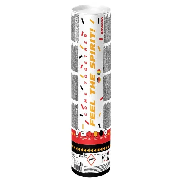 Confetti kanon Zwart/Rood/Geel van Riethmueller koop je bij Partywinkel