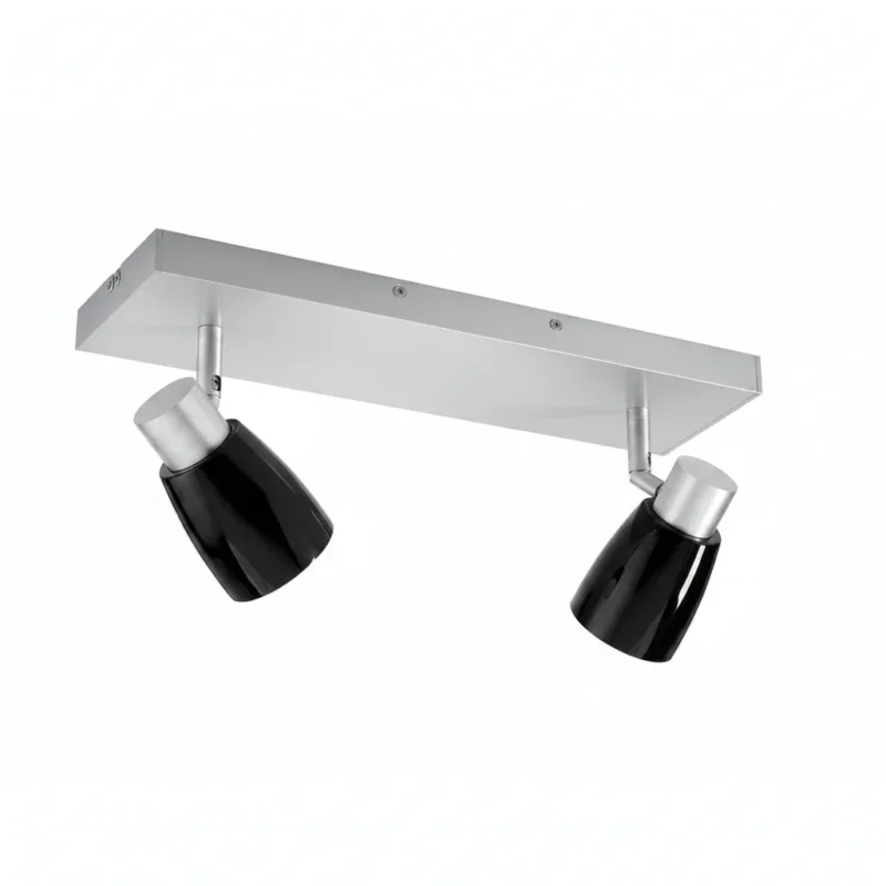 Deckenstrahler / Wandstrahler 2 flammig Glas schwarz glänzend schwenkbar – Strahler / Spotbeleuchtung