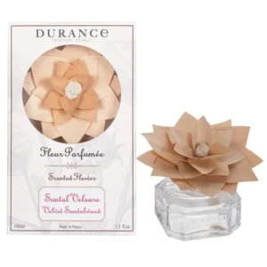 Durance Santal Velours Diffuser Scented Flower Holzblüte mit Sandelholz Glasflakon und Karton
