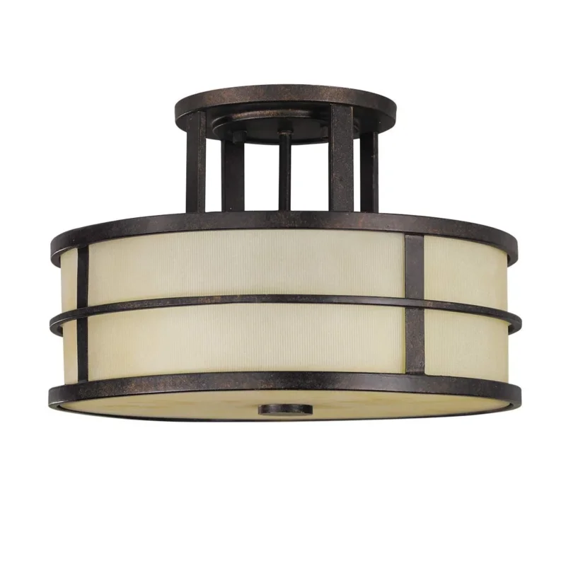 Fusion 3-flammige Deckenleuchte, halbbündig, griechische Bronze - Elsteadlighting - leuchtengrosshandel24