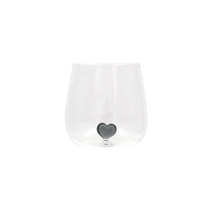 Trinkglas "Herzfigur" (Transparent/Schwarz)