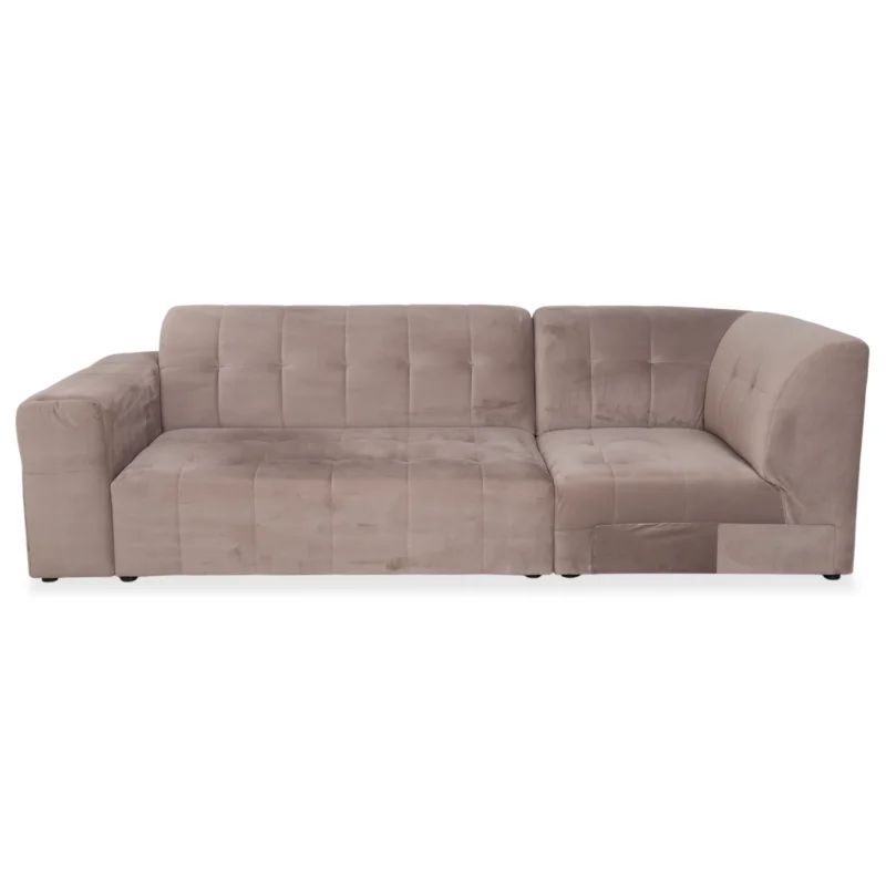 IconX STUDIOS Bloom Samt Stoff Dreisitzer Hellgrau Beige Taupe Sofa Couch