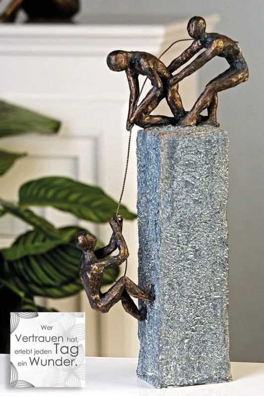 Skulptur Vertrauensmoment Bronzefarben 43 cm