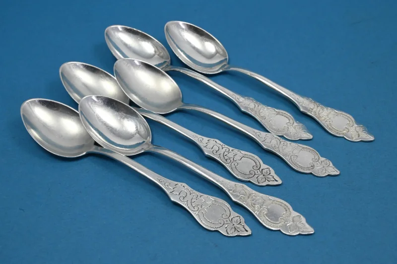 6 versilberte Teelöffel, Robbe und Berking