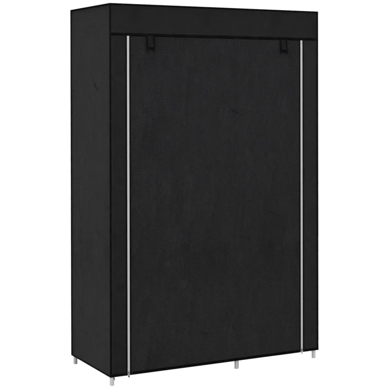 easycomfort easycomfort armadio guardaroba portatile in tessuto con 6 ripiani aperti e un appendino 103x43x162 5 cm nero