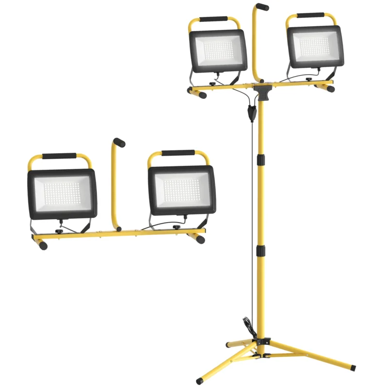 easycomfort easycomfort faretti led da lavoro da 6500k con treppiede staccabile in alluminio e metallo 75x62x170 cm giallo e nero
